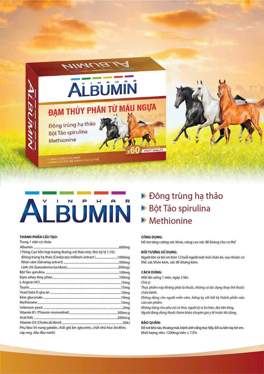 albumin vinphar hộp  (H6 Vỉ X 10V) hàng điểm