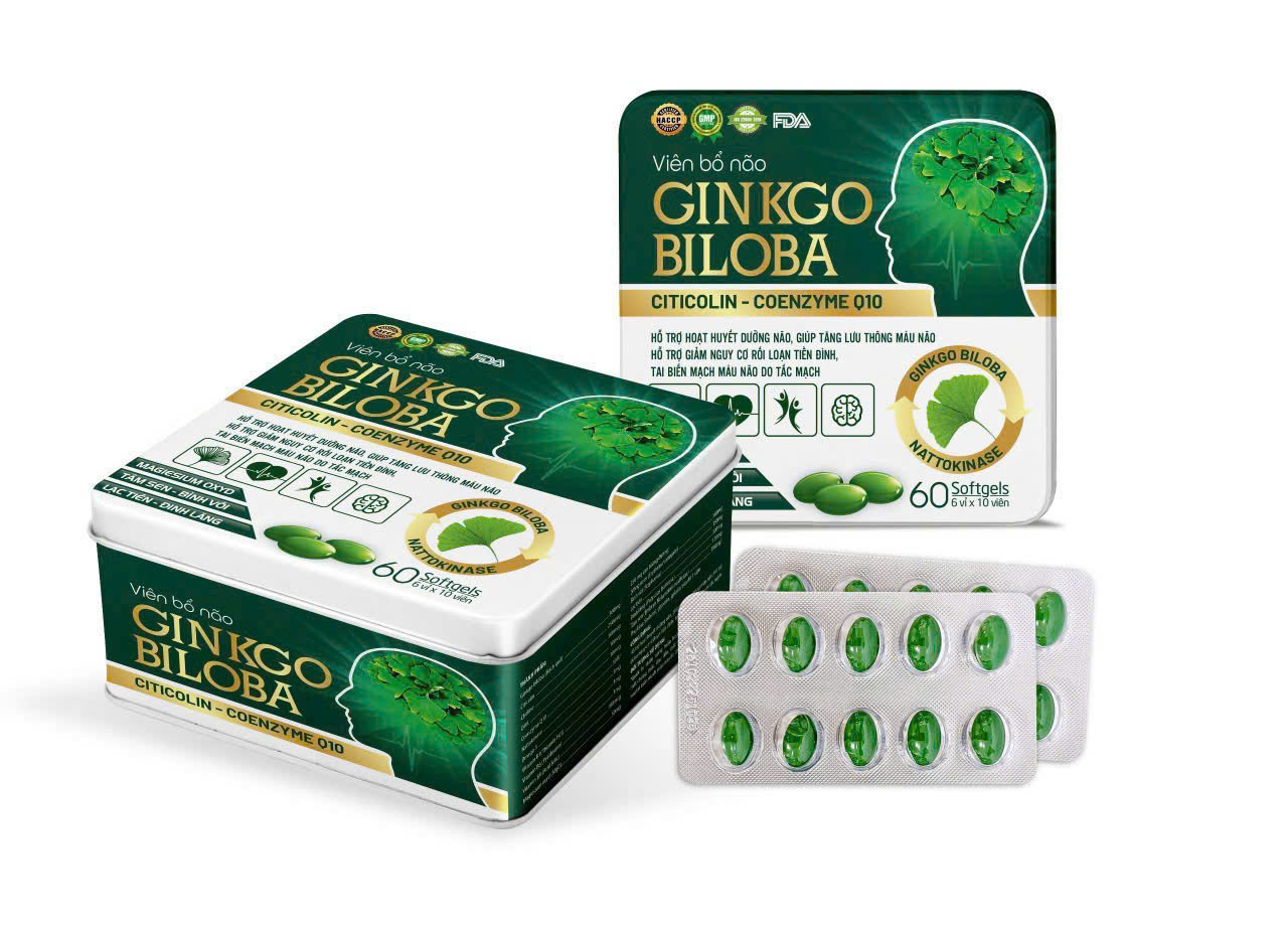 Viên Bổ Não Ginkgo Biloba (H60v) hộp thiếc, chữ Hàn