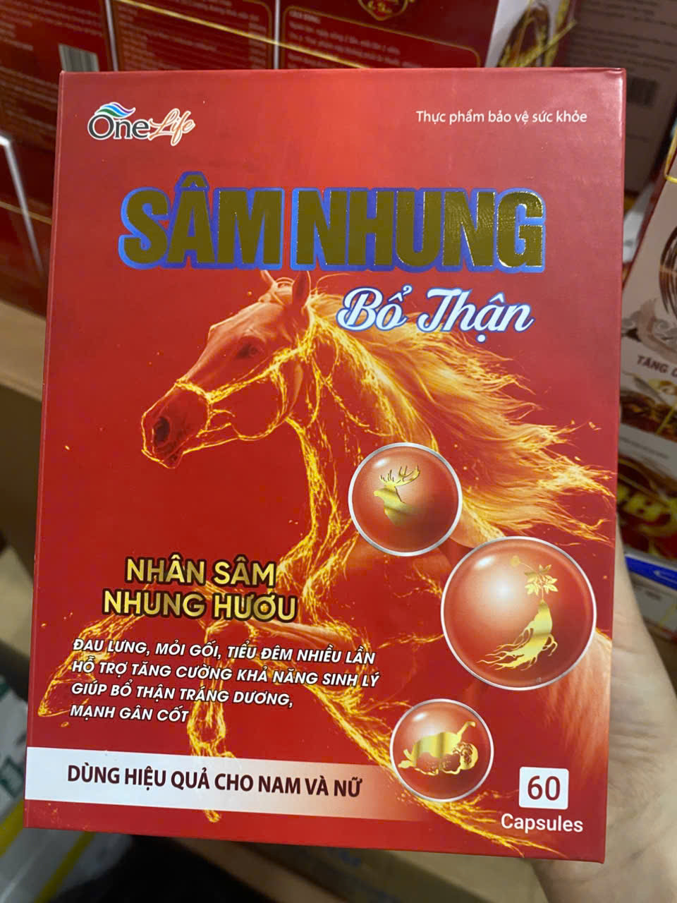 Sâm Nhung Bổ Thận - hộp gỗ Onelife (H/60v) hàng điểm
