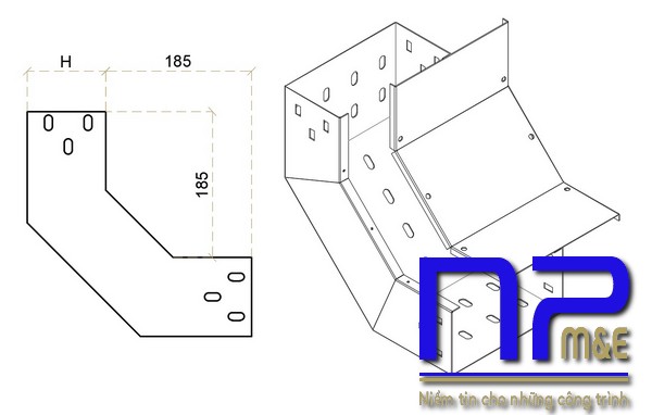 Bản vẽ kỹ thuật co lên máng cáp