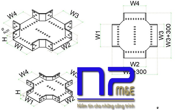 Bản vẽ kỹ thuật ngã tư máng cáp