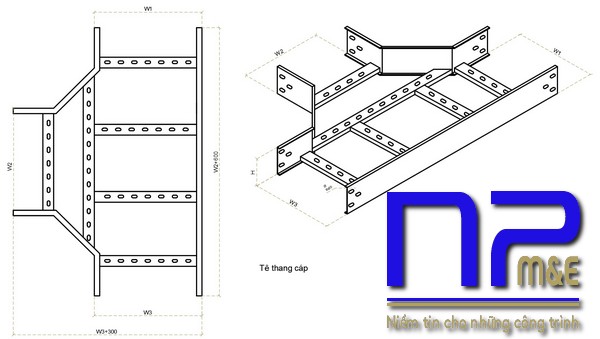 Bản vẽ kỹ thuật tê  ngang thang cáp