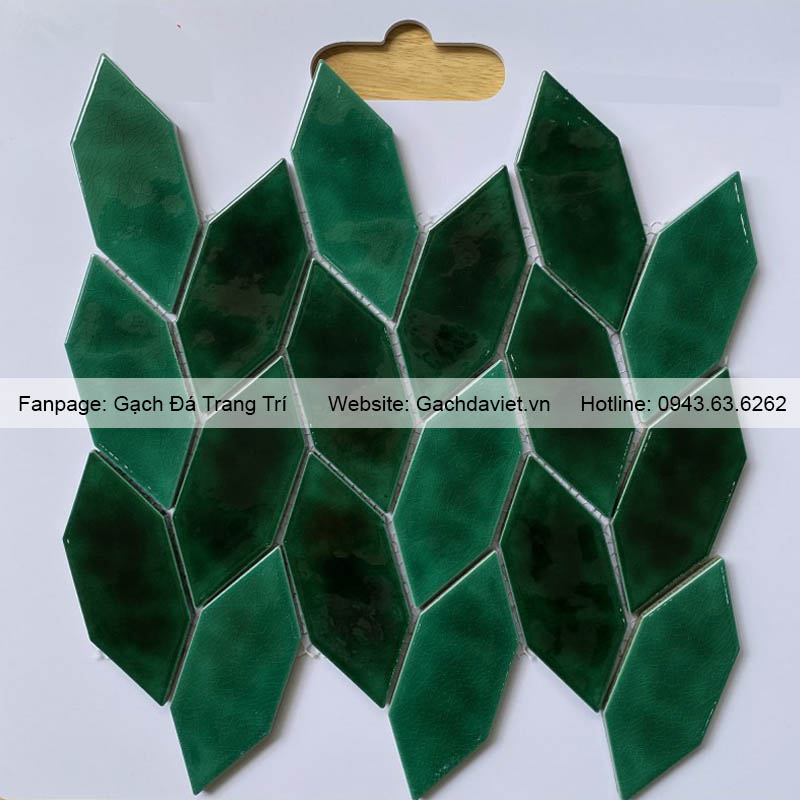 Gạch mosaic hình lá màu xanh lá cây VMS-L15