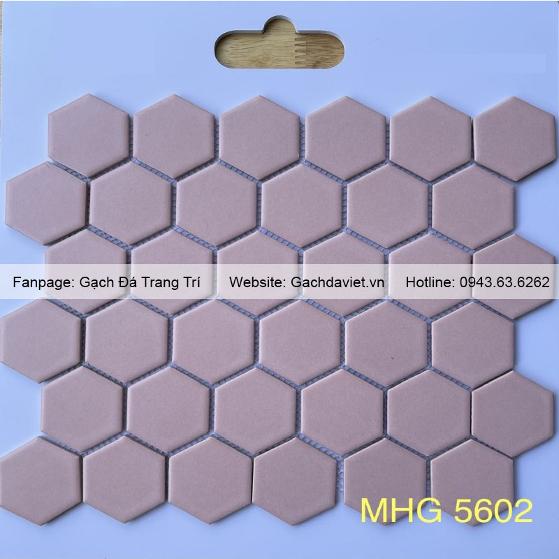 Gạch mosaic lục giác màu hồng men mờ VMSLG_5602