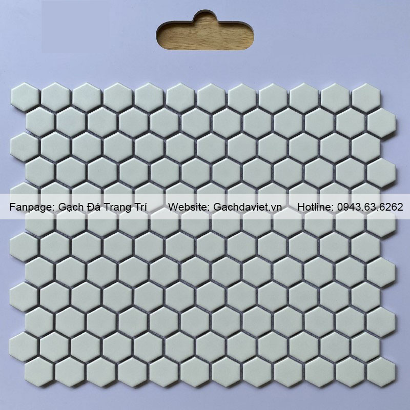 Gạch mosaic lục giác nhỏ màu trắng mờ VMSLG_9525