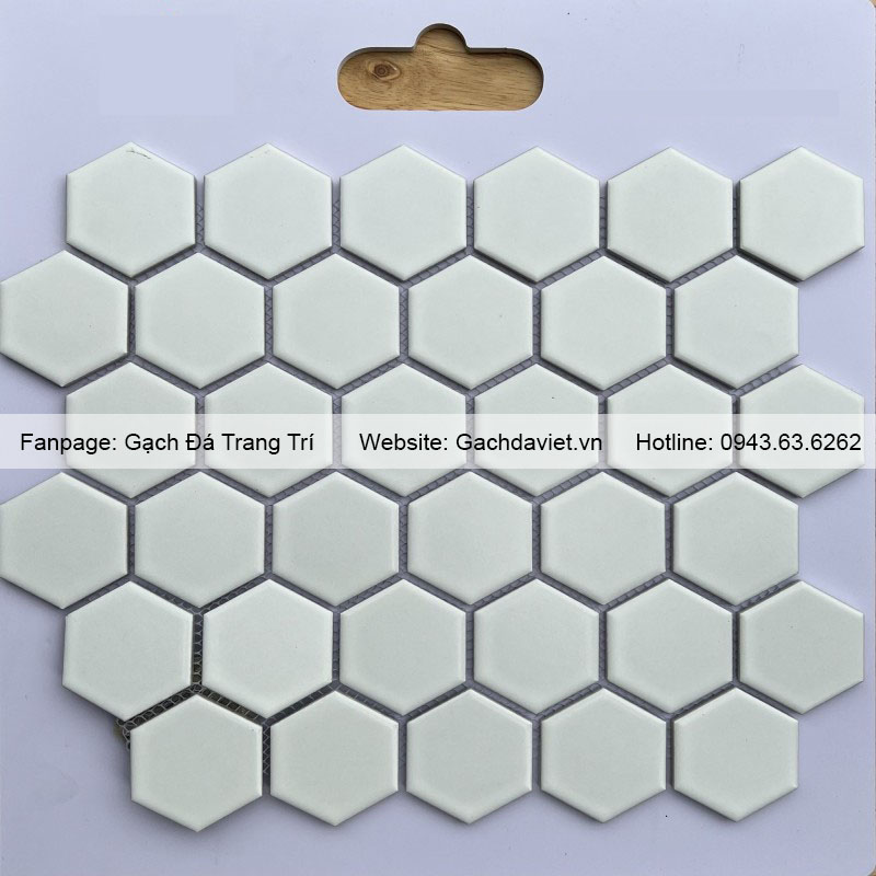 Gạch mosaic lục giác màu trắng men mờ VMSLG_5601M