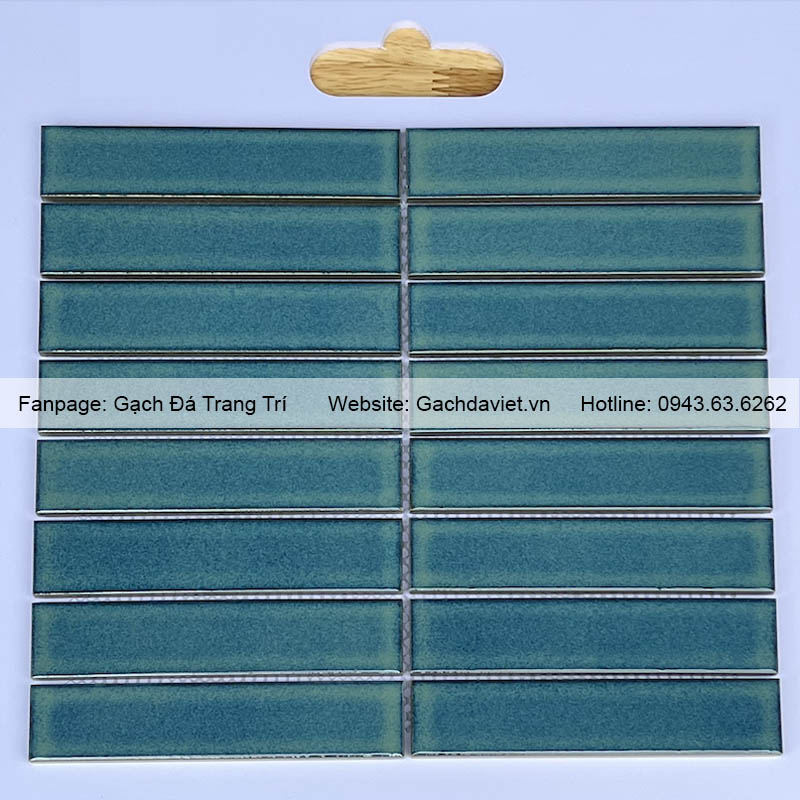 Gạch mosaic que đũa màu xanh men rạn VMSQ-G3251M