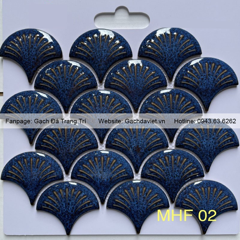 Gạch mosaic vảy cá màu xanh dương men rạn có hiệu ứng VMSVC_02