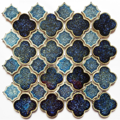 Gạch mosaic hình hoa Cucurbita màu xanh nước biển VA0028