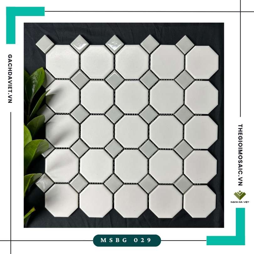 Gạch mosaic lục giác mix viên đen MSBG-029