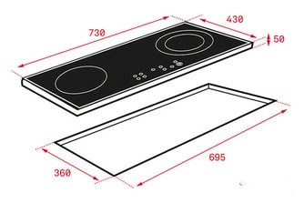 Thông số kích thước bếp đôi một từ một hồng ngoại